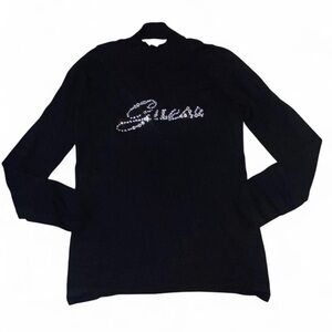 Guess black long sleeve top with rhinestone logo on the back